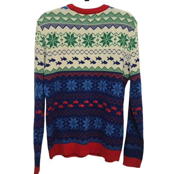 Blizzard Bay Ugly Christmas Shark Funny Sweater Cute Holiday Crewneck Men's M - Picture 2 of 7